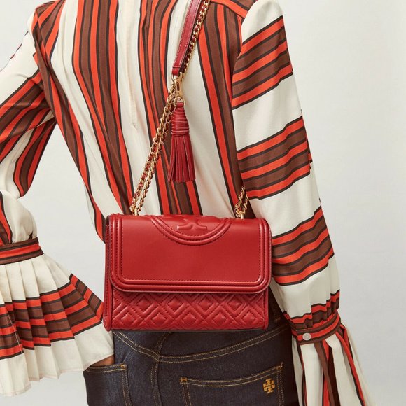 NWT Tory Burch Fleming Small Leather Shoulder Crossbody Bag CLOUD BLUE Authentic - Picture 8 of 15